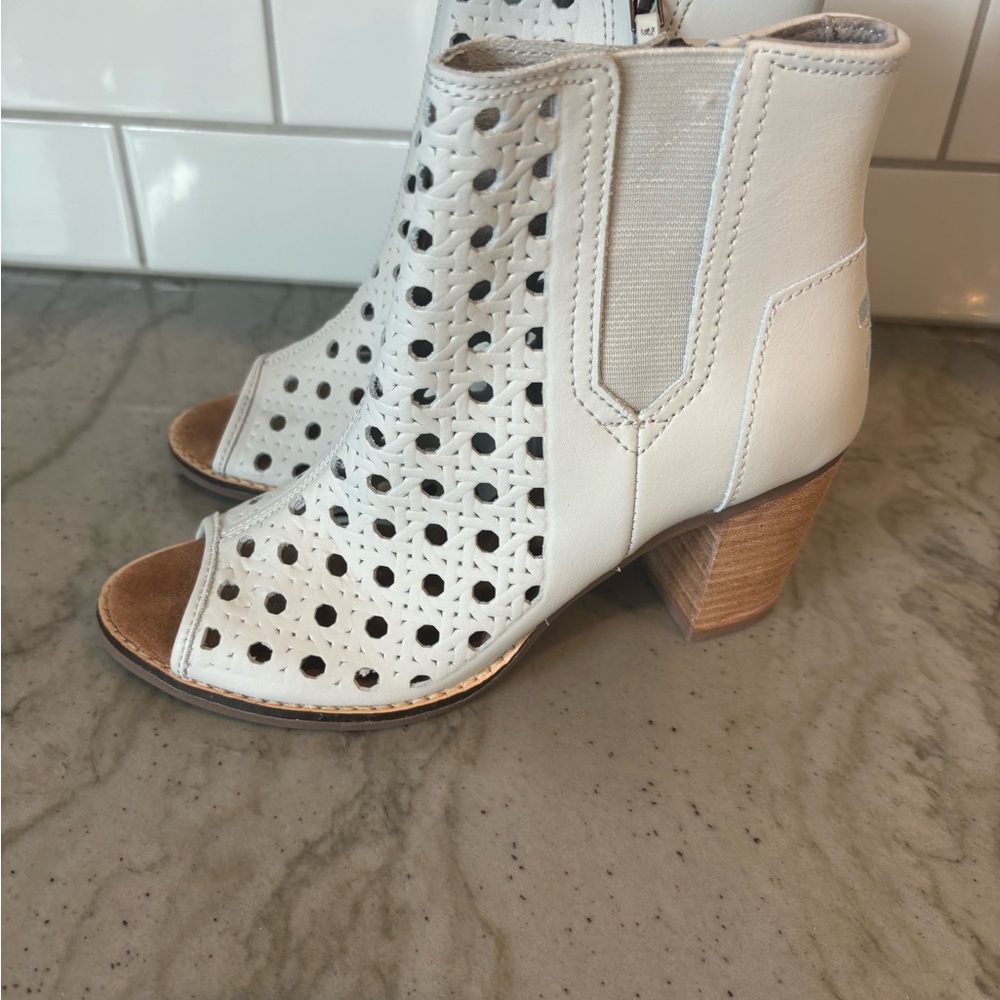 Women's White Perforated Ankle Boots